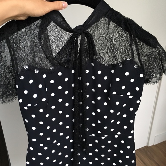 SANDRO polka dot evita lace satin dress size 1 - Picture 7 of 8